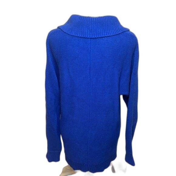 Lauren Ralph Lauren LRL Blue Cardigan Sweater Gold Toggle Flare Womens Designer - Picture 6 of 7